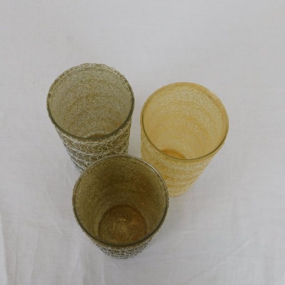 Spaghetti String Glasses Tumblers 3 Vintage Set Mid Century Rubber Drinking Cups - Picture 8 of 9
